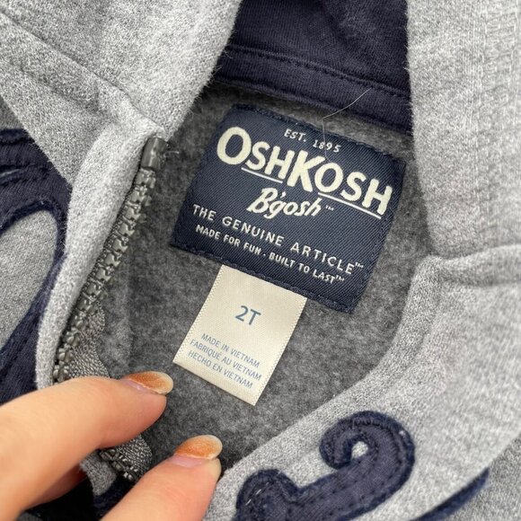 OshKosh B'Gosh Gray Spellout Full Zip Hoodie Sweatshirt Toddler Size 2T Casual - Picture 3 of 4